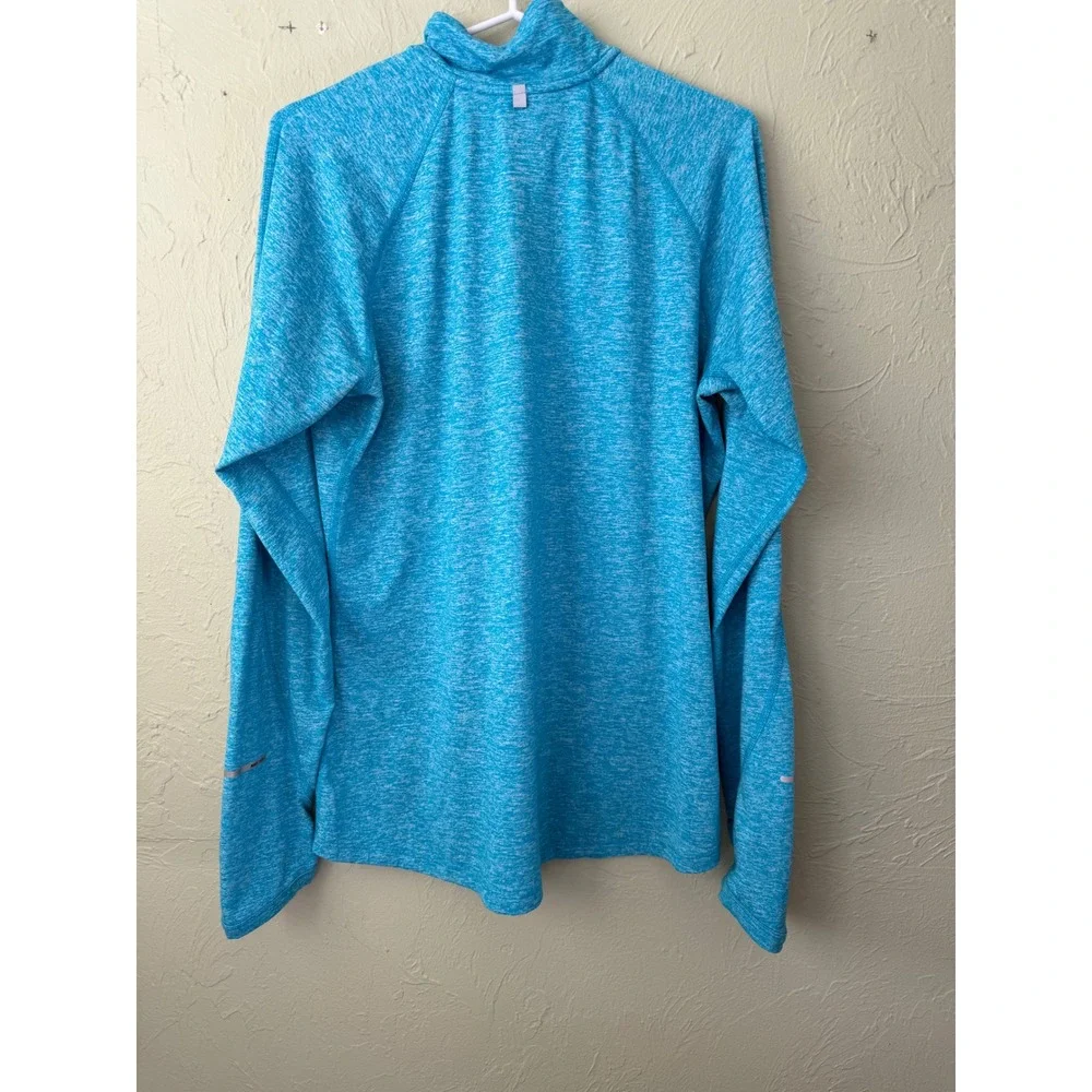 Nike Dri-FIT Womens‎ L Blue Heathered Quarter Zip Running Pullover Top